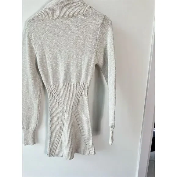 Free People Mont Blanc Beige Long Sleeve Mini Sweater Dress Size M - Picture 5 of 7